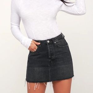 Free People black denim skirt